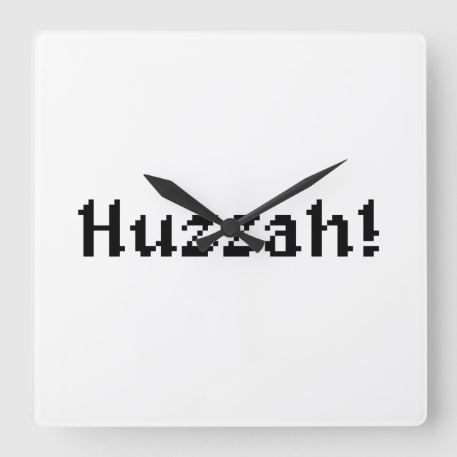 8-bitars Huzzah! Fyrkantig Klocka (Framsida)