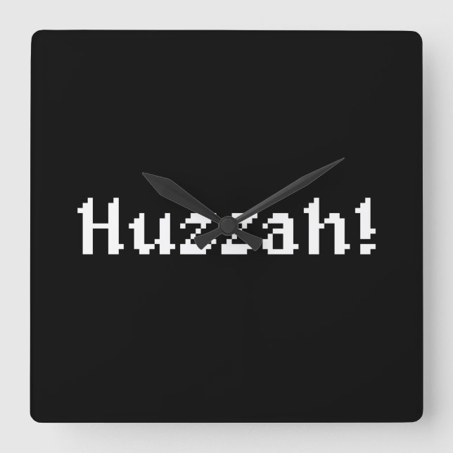 8-bitars Huzzah! Fyrkantig Klocka (Framsida)