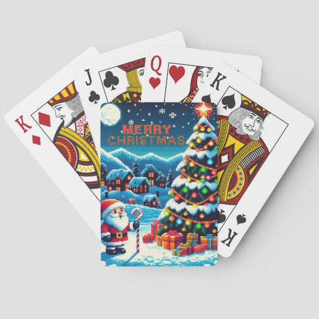 8-bitars Julgran och Santa Casinokort (Baksidan)