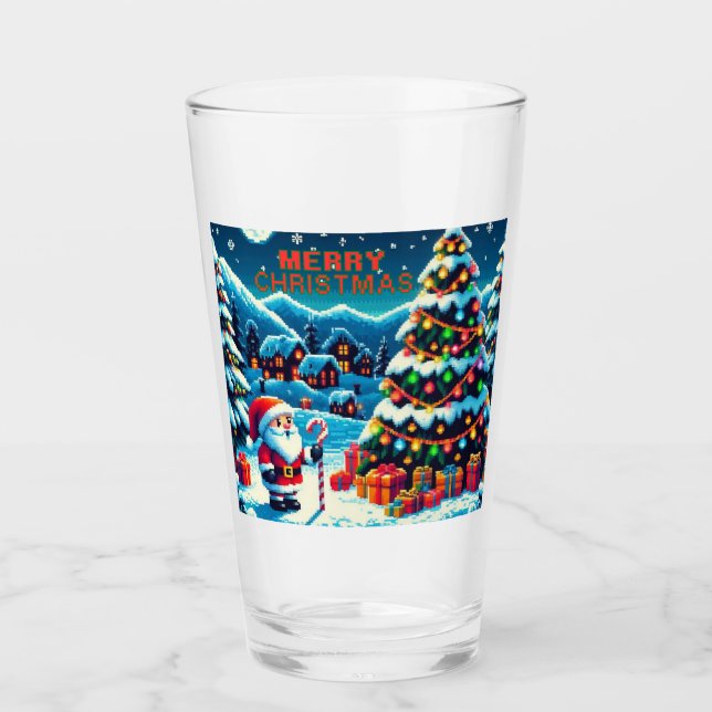 8-bitars Julgran och Santa Glaskopp (Framsida)
