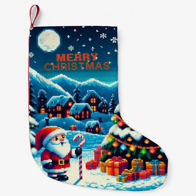 8-bitars Julgran och Santa Liten Julstrumpa (Framsidan)