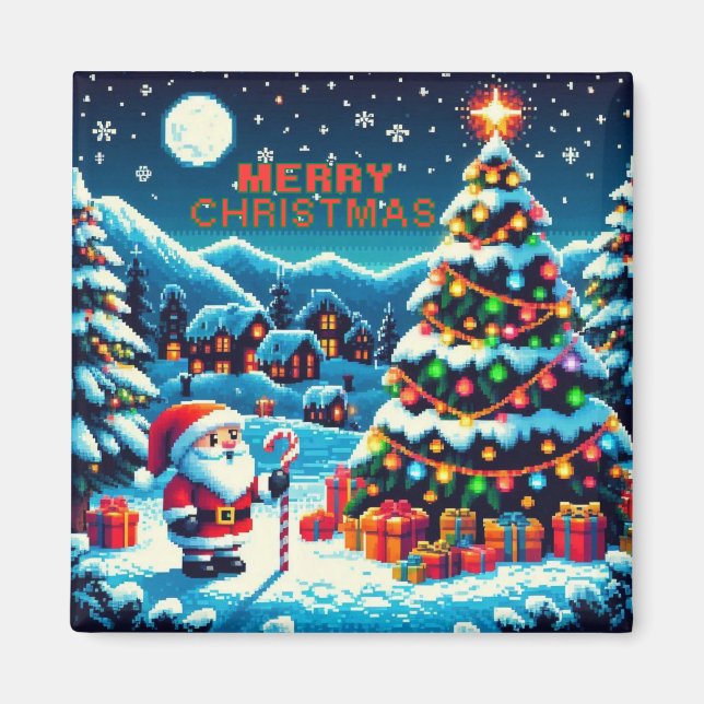 8-bitars Julgran och Santa Magnet (Framsidan)