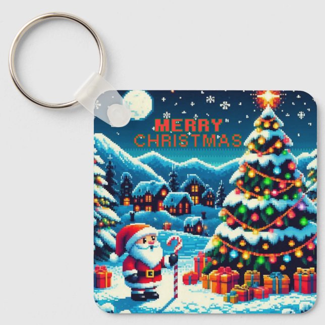 8-bitars Julgran och Santa Nyckelring (Framsida)