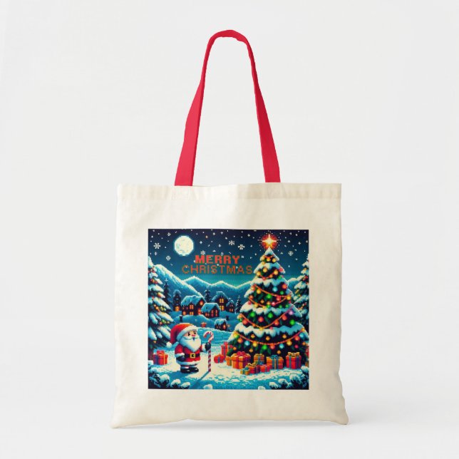 8-bitars Julgran och Santa Tygkasse (Framsidan)