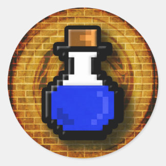 8-bitars Mana Potion Flash Guld Runt Klistermärke