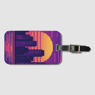 8-bitars neon city badge bagagebricka