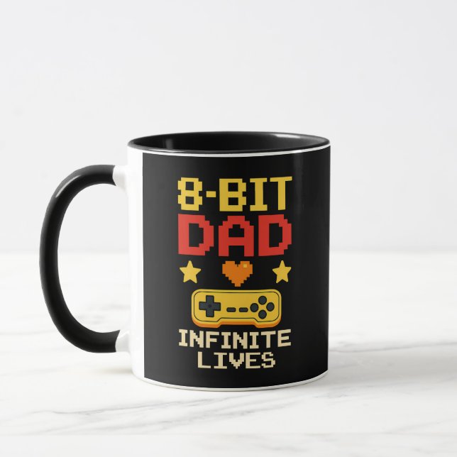 8-bitars Pappa med oändliga liv Mugg (Vänster)