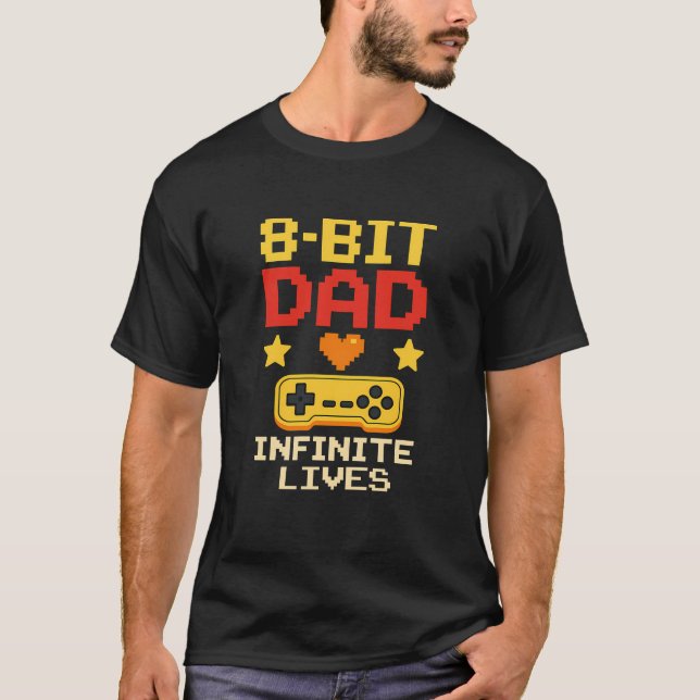8-bitars Pappa med oändliga livar T-shirt (Framsida)