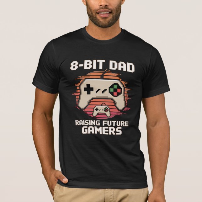 8-bitars Pappa - Raising Future Gamers T Shirt (Framsida)