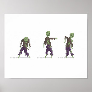 8-bitars Pixel Art-Poster av zombies Poster