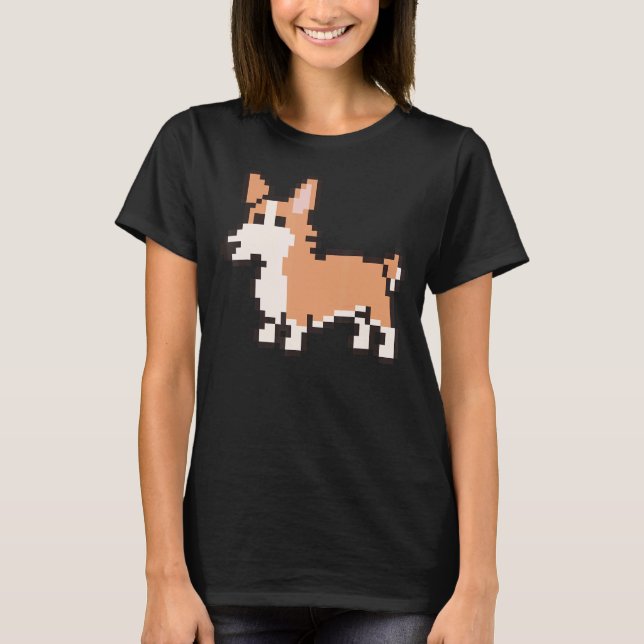 8-bitars Pixel Corgi T Shirt (Framsida)