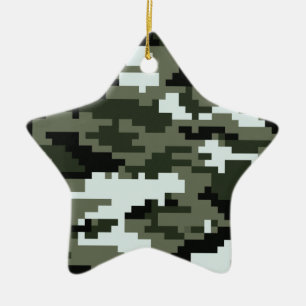 8-bitars Pixel Digital Urban-kamouflage/Camo Julgransprydnad Keramik