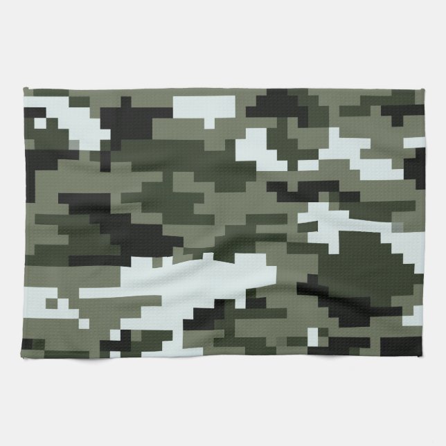 8-bitars Pixel Digital Urban-kamouflage/Camo Kökshandduk (Horisontell)