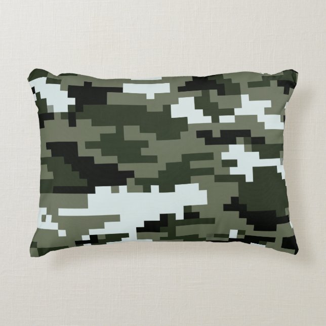 8-bitars Pixel Digital Urban-kamouflage/Camo Prydnadskudde (Framsidan)