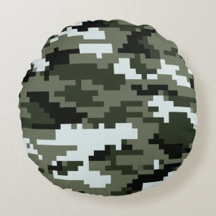 8-bitars Pixel Digital Urban-kamouflage/Camo Rund Kudde