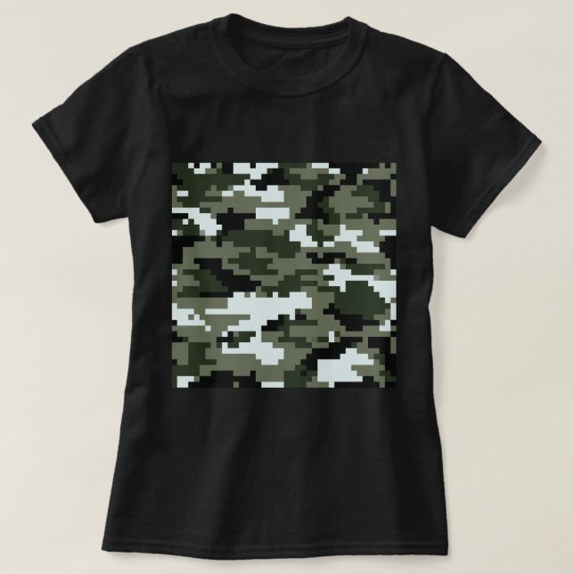8-bitars Pixel Digital Urban-kamouflage/Camo Tee Shirt (Design framsida)