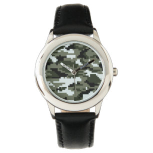 8-bitars Pixel Digital Urban-kamouflage/kamera Armbandsur