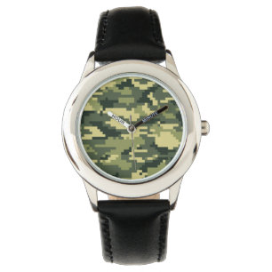 8-bitars pixel Digital Woodland Camouflage/Camo Armbandsur