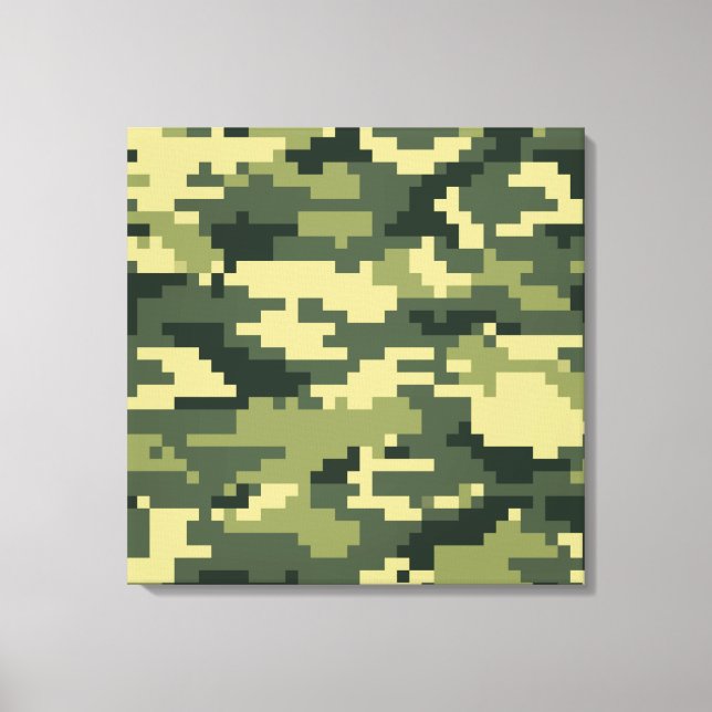 8-bitars pixel Digital Woodland Camouflage/Camo Canvastryck (Framsida)