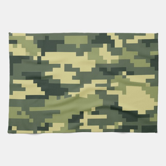 8-bitars pixel Digital Woodland Camouflage/Camo Kökshandduk (Horisontell)
