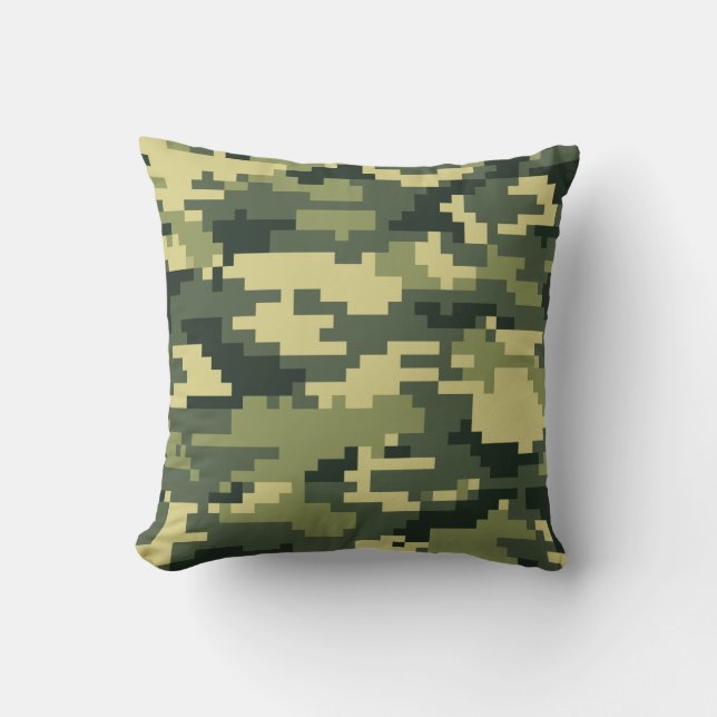 8-bitars pixel Digital Woodland Camouflage/Camo Kudde (Framsida)