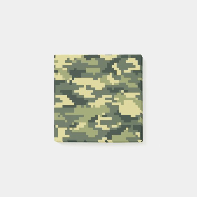 8-bitars Pixel Digital Woodland Camouflage/Camo Post-it Block (Framsida)