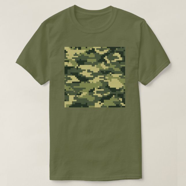 8-bitars Pixel Digital Woodland Camouflage/Camo T-shirt (Design framsida)