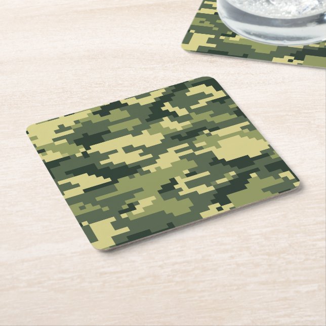 8-bitars pixel Digital Woodland Camouflage/Camo Underlägg Papper Kvadrat (Vinklad)