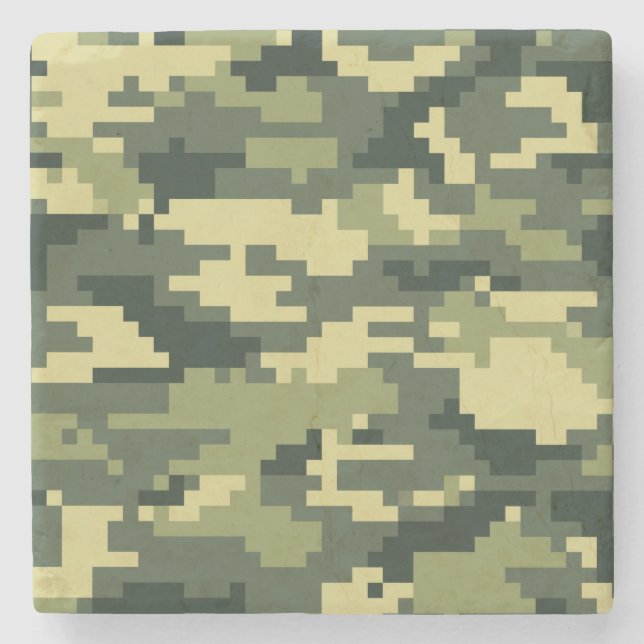8-bitars pixel Digital Woodland Camouflage/Camo Underlägg Sten (Framsidan)