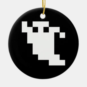 8-bitars Pixel Ghost Julgransprydnad Keramik