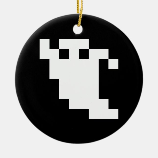 8-bitars Pixel Ghost Julgransprydnad Keramik (Framsidan)