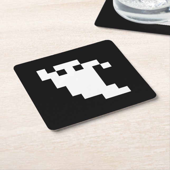 8-bitars Pixel Ghost Underlägg Papper Kvadrat (Vinklad)