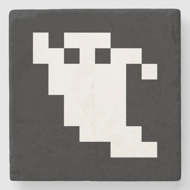 8-bitars Pixel Ghost Underlägg Sten (Framsidan)