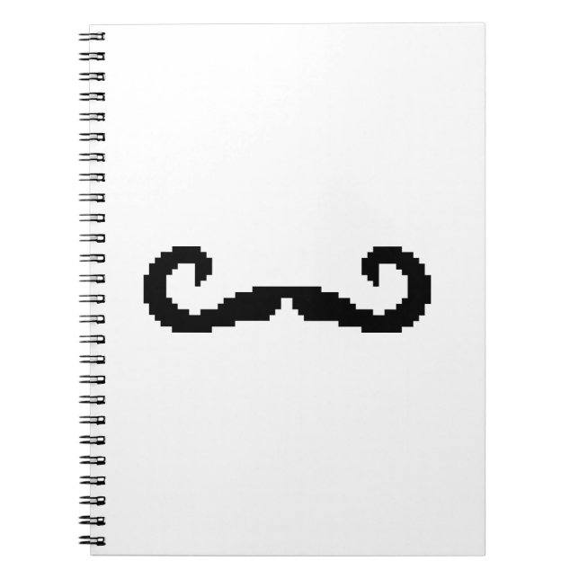 8-bitars Pixel Handlebar Mustache Anteckningsbok Med Spiral (Framsidan)