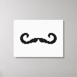 8-bitars Pixel Handlebar Mustache Canvastryck