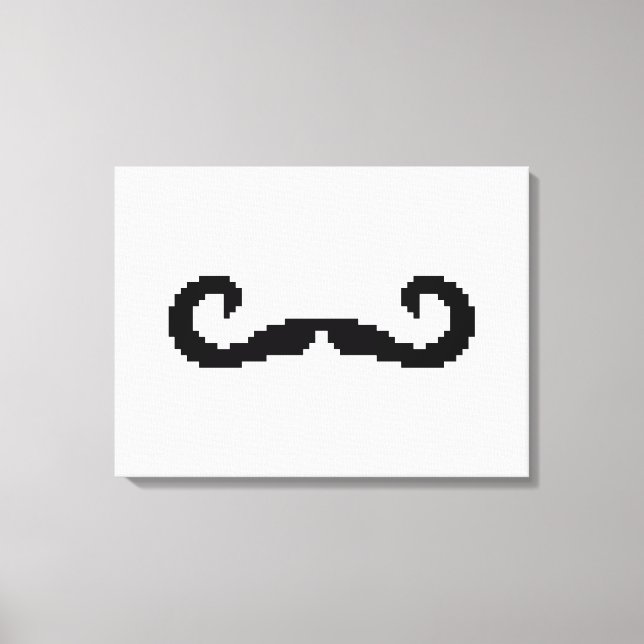 8-bitars Pixel Handlebar Mustache Canvastryck (Framsida)