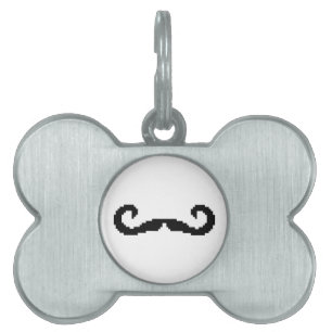 8-bitars Pixel Handlebar Mustache ID-bricka Husdjur