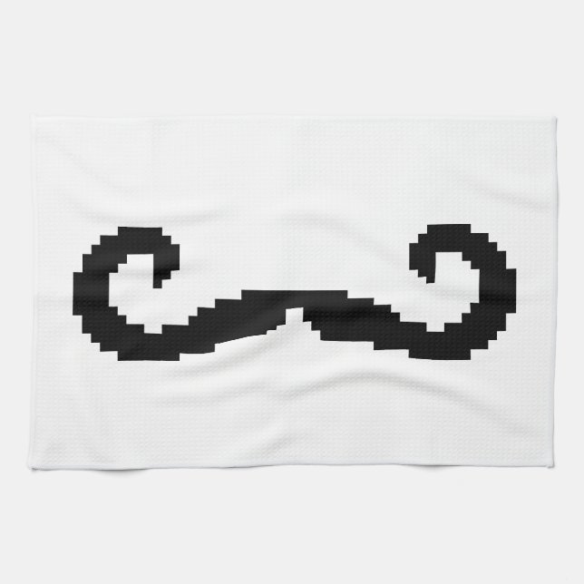 8-bitars Pixel Handlebar Mustache Kökshandduk (Horisontell)