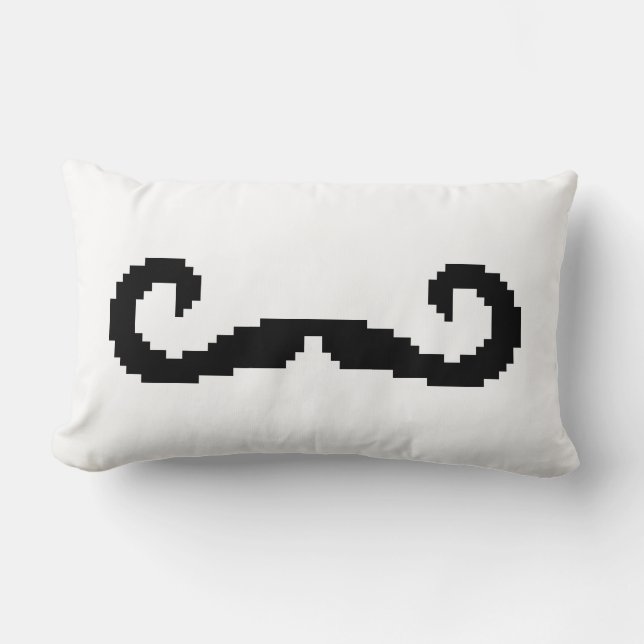 8-bitars Pixel Handlebar Mustache Lumbarkudde (Framsida)