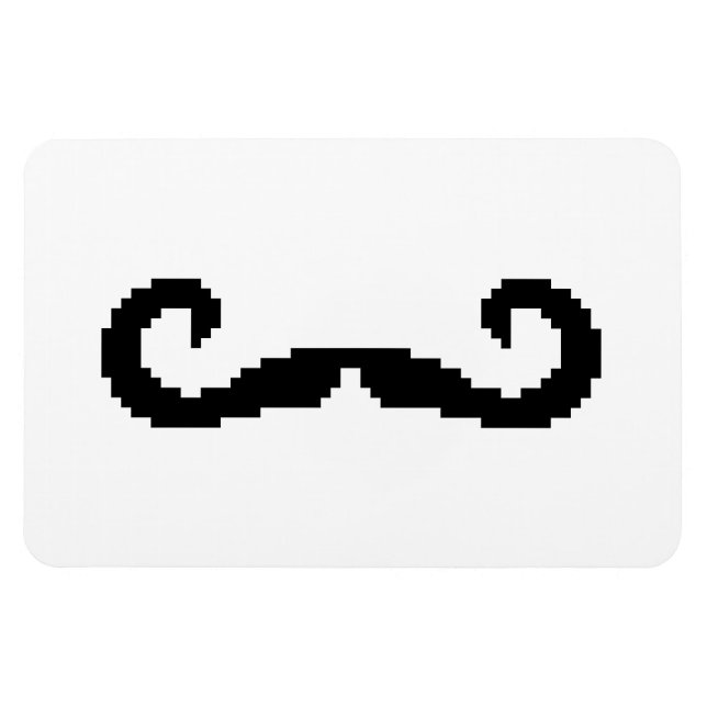 8-bitars Pixel Handlebar Mustache Magnet (Horisontell)