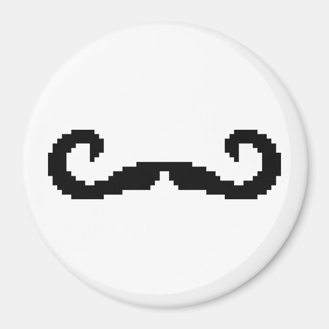 8-bitars Pixel Handlebar Mustache Magnet (Framsidan)