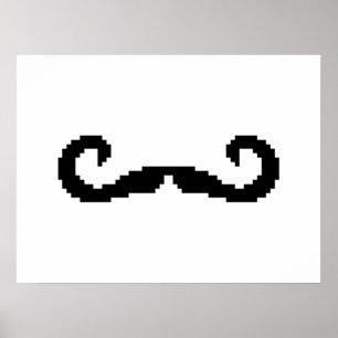 8-bitars Pixel Handlebar Mustache Poster