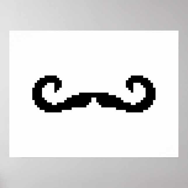8-bitars Pixel Handlebar Mustache Poster (Framsidan)