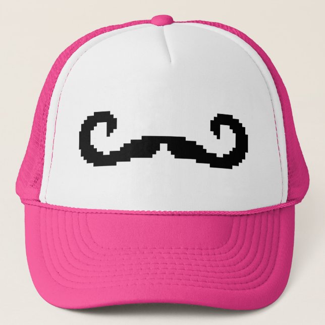 8-bitars Pixel Handlebar Mustache Truckerkeps (Framsida)