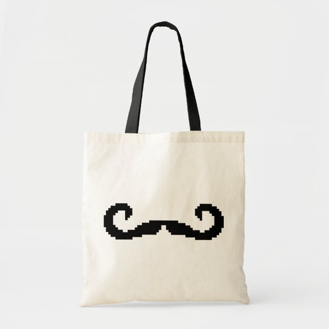 8-bitars Pixel Handlebar Mustache Tygkasse (Framsidan)