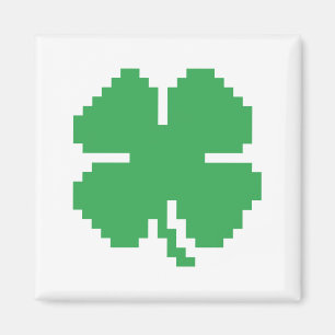 8-bitars Pixel Lucky Fyrklöver Magnet