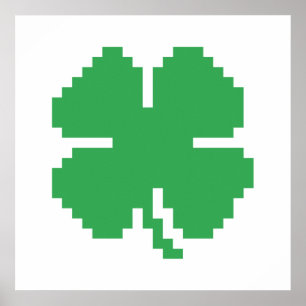 8-bitars Pixel Lucky Fyrklöver Poster