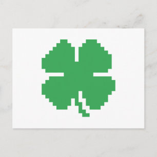 8-bitars Pixel Lucky Fyrklöver Vykort