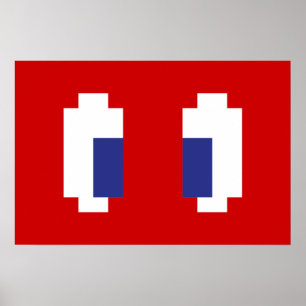 8 Bitars Pixel Manga Ögon Poster