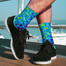 8-bitars Pixel Mönster Abstrakt Coola Geeky Blue R